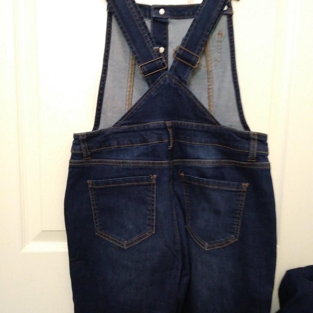 Wax Women's Juniors Ankle Length Skinny Leg Denim Overalls - Picture 9 of 14